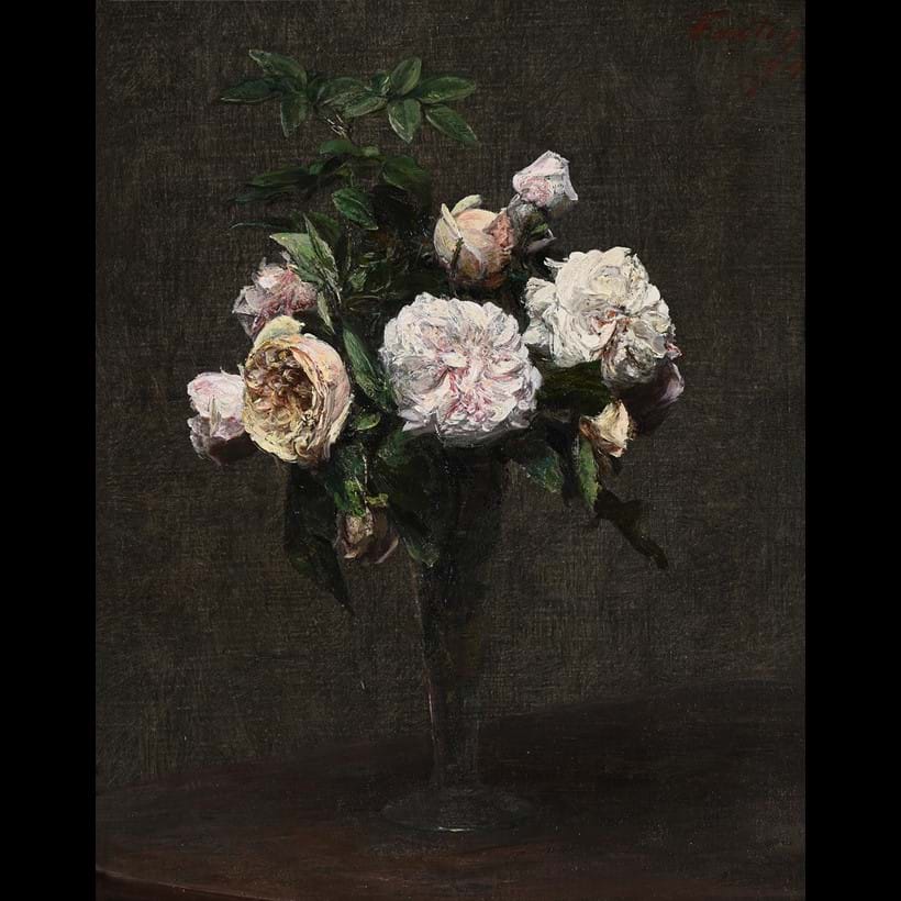 Inline Image - Lot 70: Henri Fantin-Latour (French 1836-1904), 'Roses Thé', Oil on canvas | Est. £50,000-70,000 (+ fees)