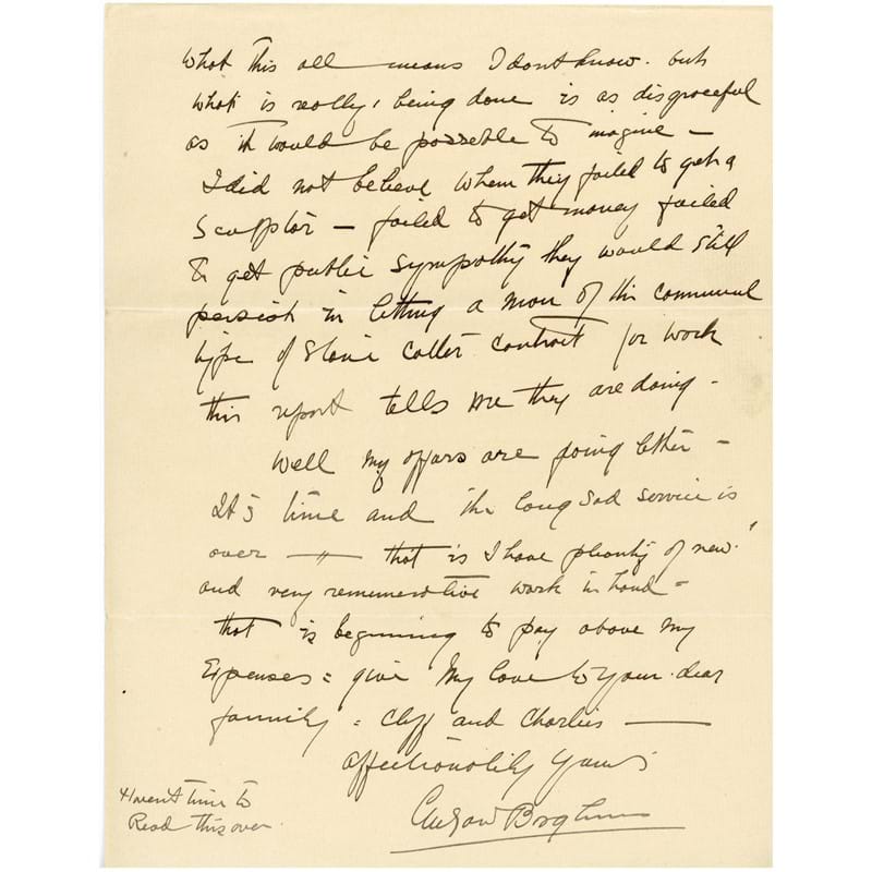 Autograph letter signed ('Gutzon Borglum') addressed to collaborator Jesse Gove Tucker, discussing Borglum's work at Mount Rushmore 