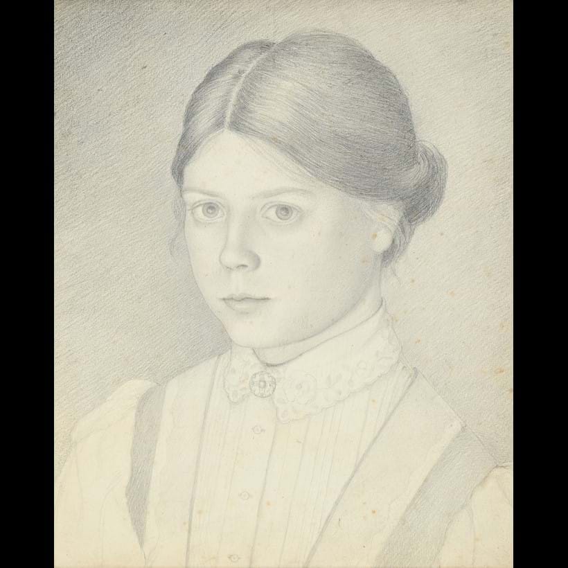 Inline Image - Lot 1: Marion Richardson (British 1892-1946), 'Self-Portrait, Aged 17', Pencil  Est. £300-500 (+ fees)