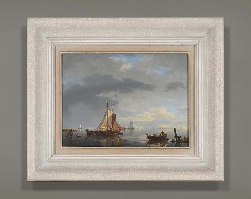 Inline Image - Lot 27: Jan Hermanus Koekkoek (Dutch 1778-1851), ‘Boats in a Calm on The Scheldt’, oil on panel | Est. £1,000-1,500 (+ fees)