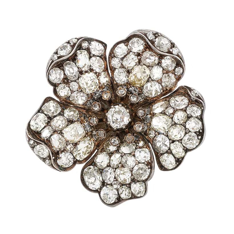 Inline Image - Lot 64: A late Victorian diamond set dog rose brooch circa 1890 | sold for £4,790