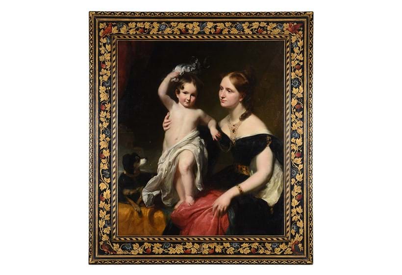 Inline Image - Lot 287: George Henry Harlow (British 1787-1819), ‘Portrait of Mrs. Robinson and her son’, Oil on canvas | Sold for £25,200