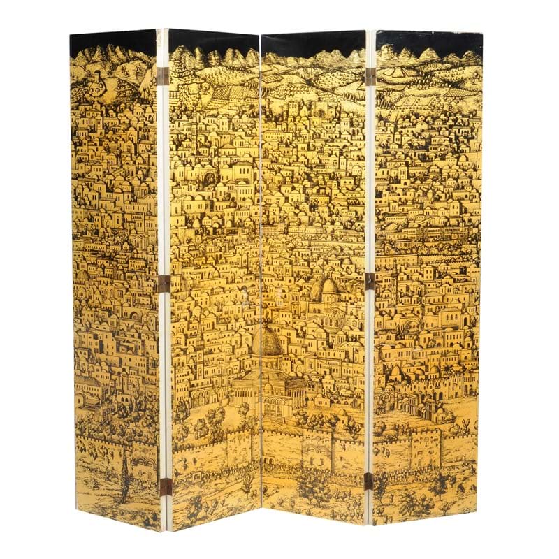 Piero Fornasetti (1913-1988), Jerusalem, a four-fold lacquer screen 