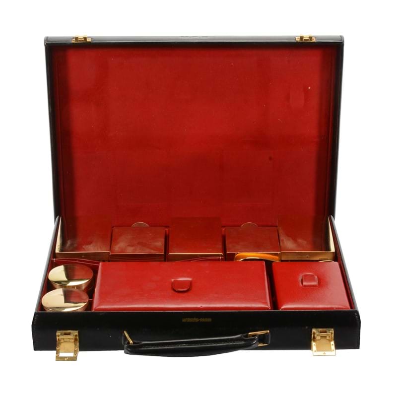 Hermès, a black leather travelling case