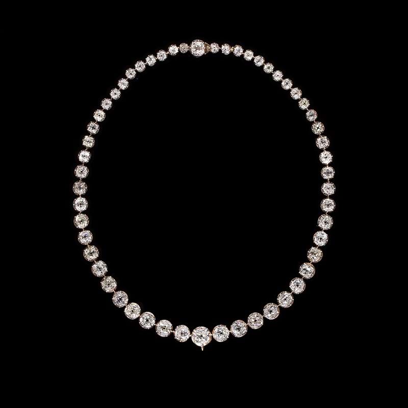 A Victorian diamond riviere necklace, circa 1880