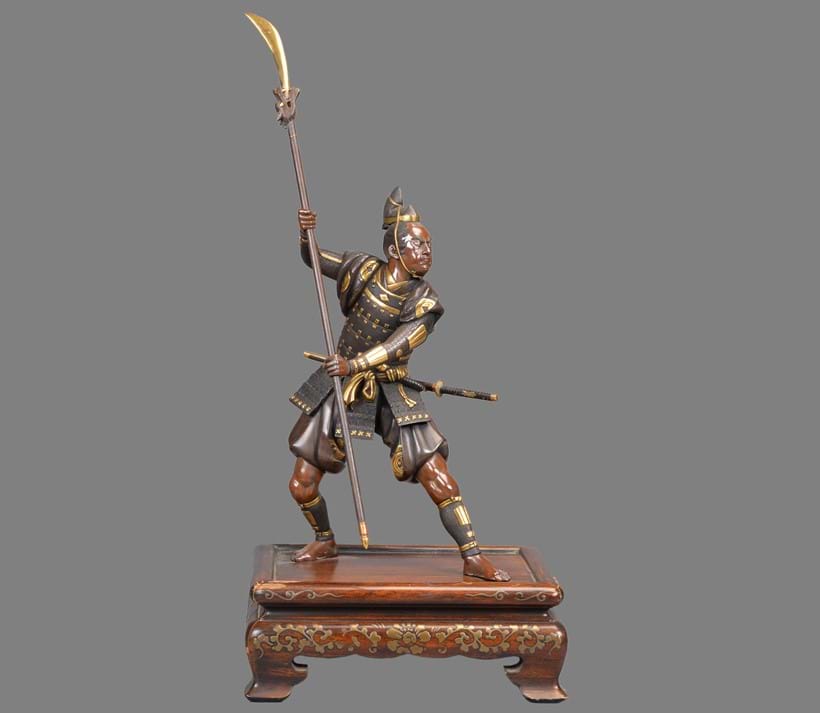 Inline Image - Lot 455: GYOKKO: A Japanese Parcel Gilt Bronze Figure of a Warrior | Est. £2,000-3,000 (+fees)