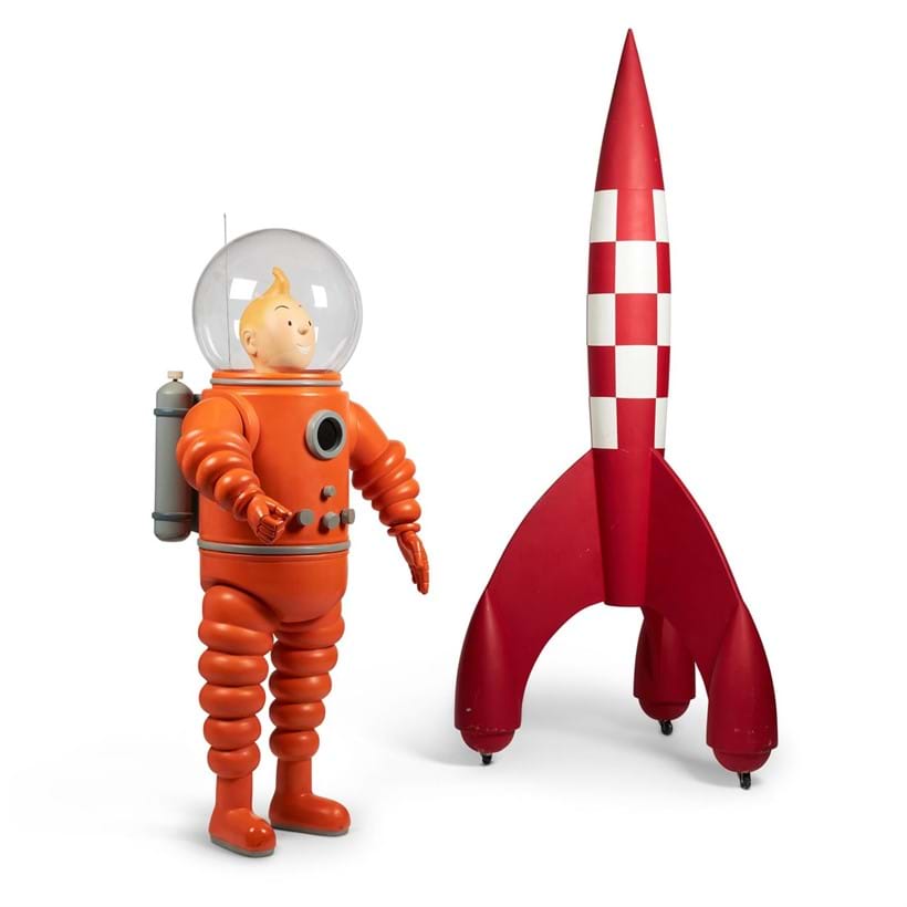 Inline Image - Lot 421: A LARGE MODEL OF TINTIN IN A SPACESUIT TOGETHER WITH A MODEL ROCKET, MODERN | Est. £3,000-5,000 (+fees) | Sold for £13,750