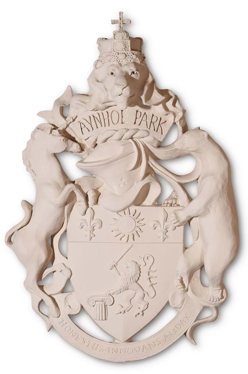 Inline Image - Lot 358: A PLASTER MOULDING OF THE AYNHOE PARK COAT OF ARMS, MODERN | Est. £100-200 (+fees) | Sold for £4,000