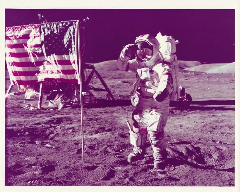 Inline Image - Lot 356: Apollo 17. Last man to walk on the Moon salutes American flag | Est. £400-600 (+fees)