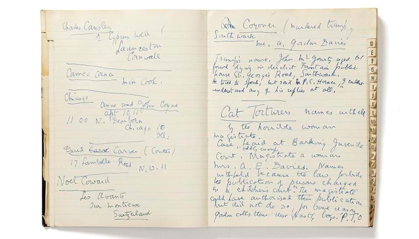 Inline Image - EDITH SITWELL. (1887 - 1964).  Edith Sitwell's personal address book. An Alwych ruled, indexed address book | Est. £200-300 (+ fees)