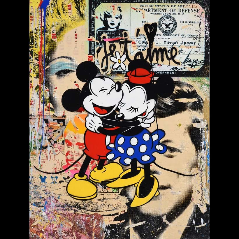 Inline Image - Mr Brainwash (French b. 1966), Beautiful Life - Mickey and Minnie Mouse', Mixed media, stencil and acrylic on canvas laid on board | Est. £10,000-15,000 (+ fees)