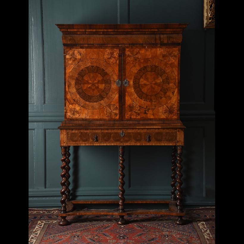 Inline Image - Lot 1: A William and Mary walnut oyster, kingwood and rosewood veneered cabinet on stand, circa 1690 | Sold for £15,000