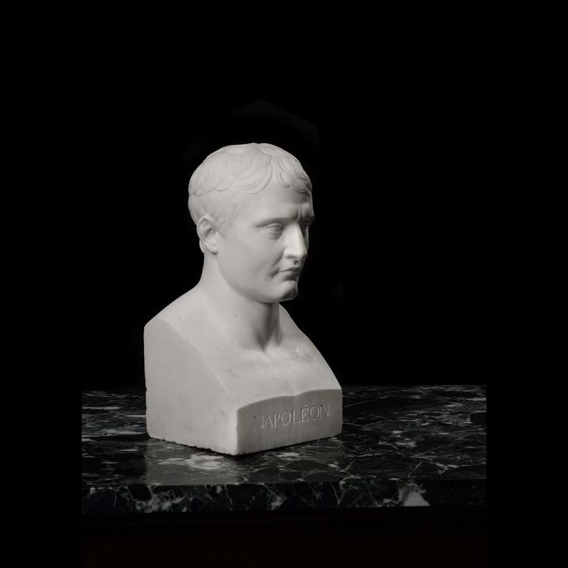 Inline Image - Lot 471: After Antonio Canova (Italian, 1757-1822), a carved Carrara marble bust of Napoleon, early 19th century | Sold for £7,500
