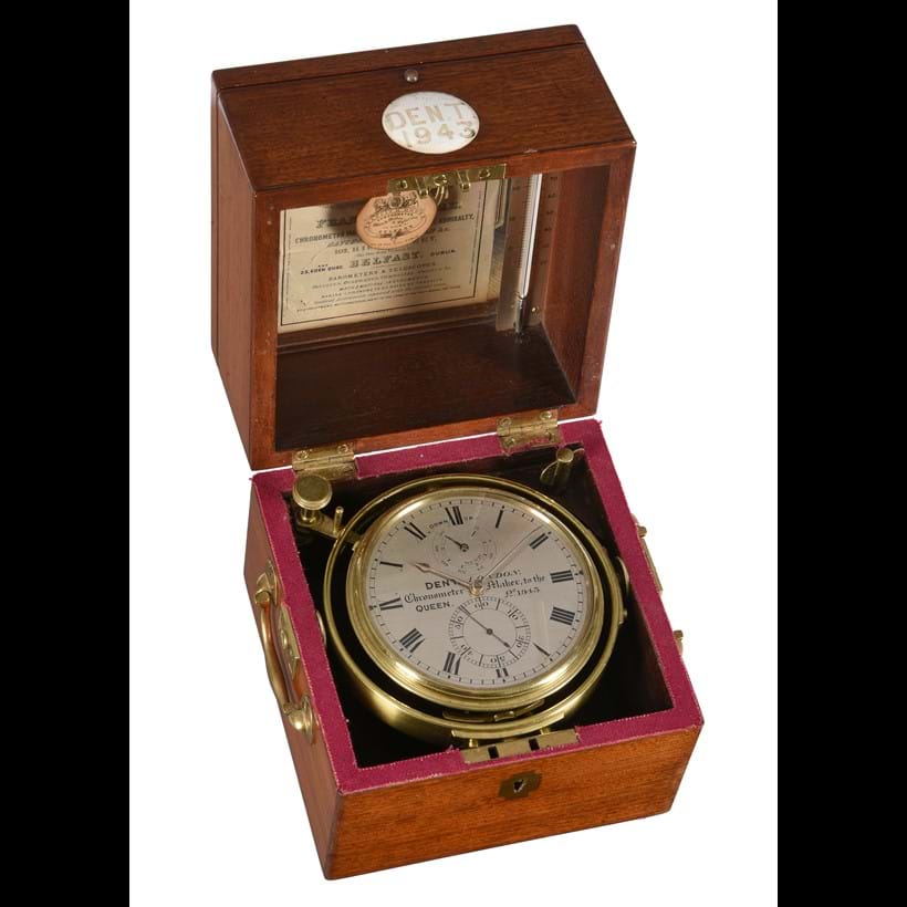 Inline Image - Lot 58: A Victorian mahogany cased two-day marine chronometer with thermometer, Dent, London, circa 1845 | Est. £2,500-3,500 (+ fees)