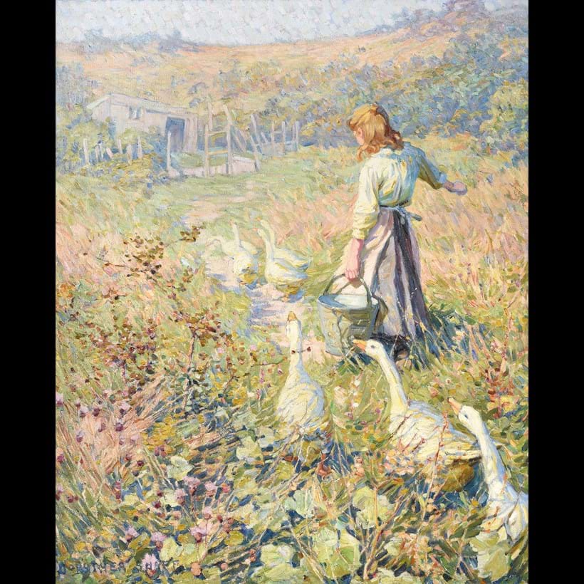 Inline Image - Lot 143: λ Dorothea Sharp (British 1874-1955), 'Feeding Time', Oil on canvas | Sold for £93,750