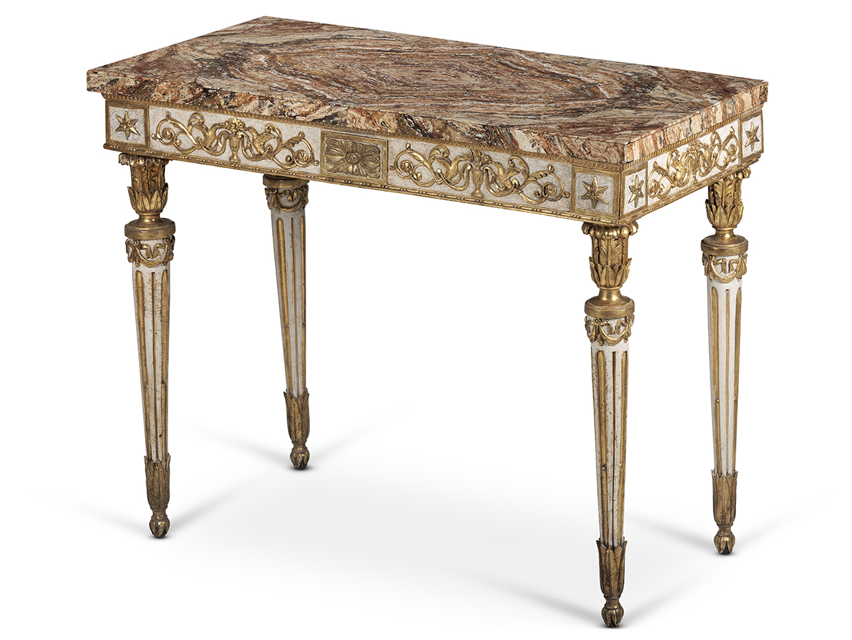 A Roman Giltwood And White Painted Side Table