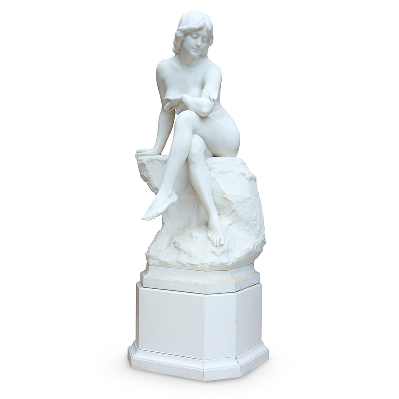 Carlo Pittaluga (Italian late 19th/early 20th century) a large white marble figure of a nude young woman