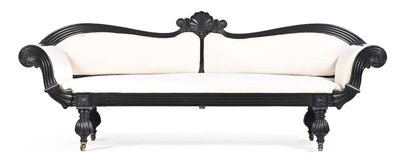 Inline Image - Lot 46: An Anglo-Indian ebony sofa, mid-19th century | Est. £1,500-2,500 (+ fees)