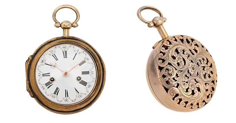 Inline Image - Lot 233: A fine and rare pair-cased verge Fusee striking clock-watch, Thomas Tompion, London, circa 1697, the dial and cases later | Est £3,000-5,000 (+ fees)