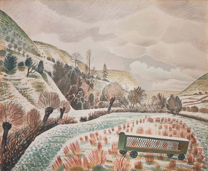 Inline Image - Lot 58: Eric Ravilious (British 1903-1942), 'New Year Snow', Watercolour and pencil | Est. £100,000-150,000 (+ fees)