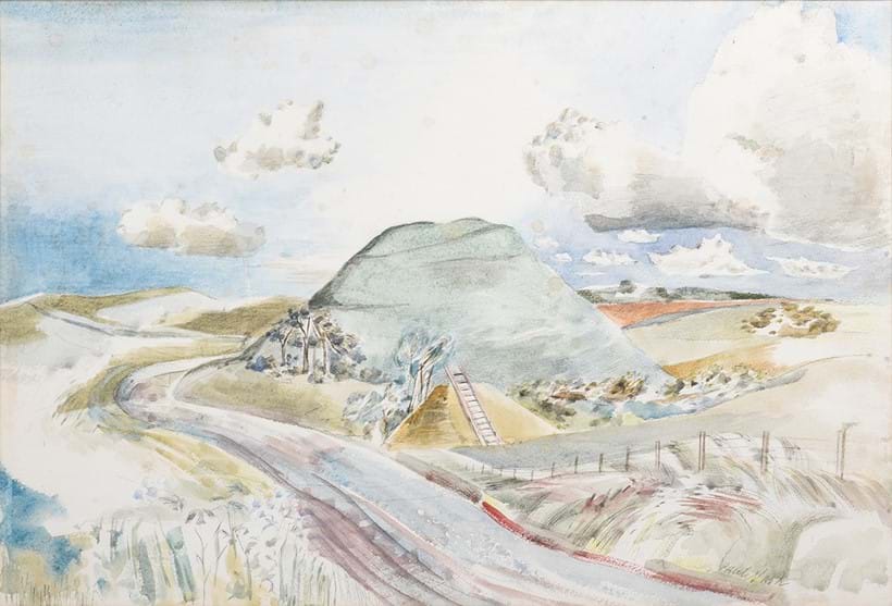 Inline Image - Lot 292: Paul Nash (British 1889-1946), ‘Silbury Hill’, Watercolour and pencil | Est. £25,000-35,000 (+ fees)