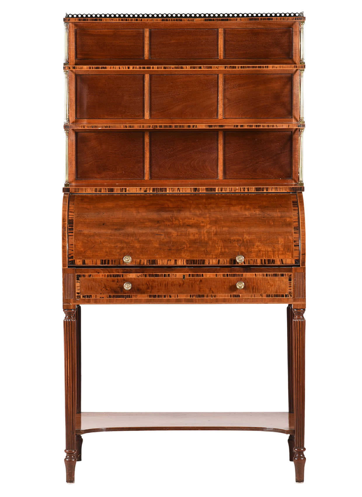 Inline Image - Lot 160: Y A Regency mahogany, rosewood, and calamander cylinder bureau bookcase, circa 1815 | Est. £1,200-1,800 (+ fees)