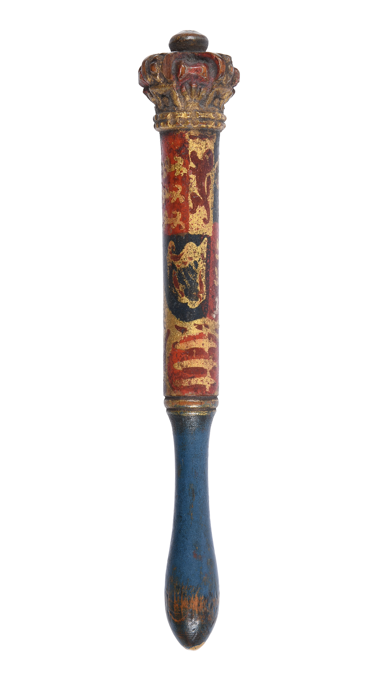 Inline Image - Lot 241: A George III miniature painted wood tipstaff, late 18th century | Est. £400-600 (+ fees)
