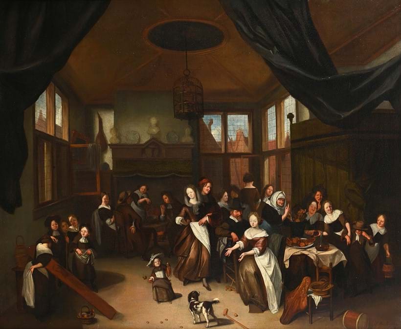 Inline Image - Lot 9: Richard Brakenburg (Dutch 1650-1702), 'The Feast of Saint Nicholas', Oil on canvas | Est. £8,000-12,000 (+ fees)