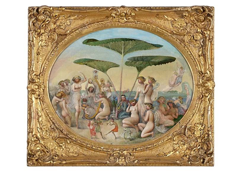 Inline Image - Lot 186: Thomas Heatherley (British 1824 - 1914), 'The Golden Age', Pencil and oil on linen over millboard, oval | Est. £15,000-25,000 (+ fees)