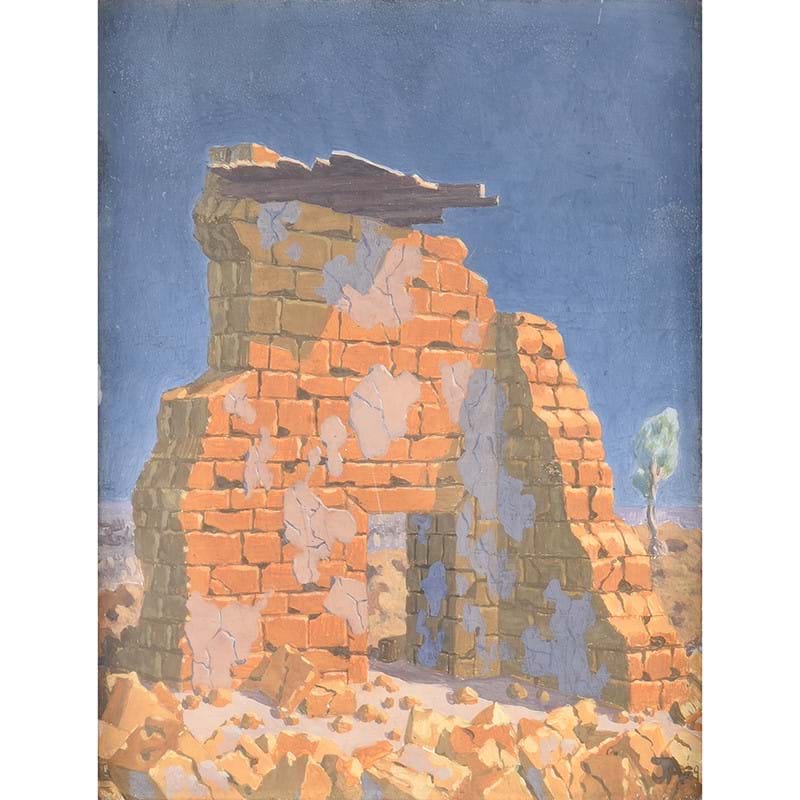 λ John Armstrong (British 1893-1973), Broken Wall Of A Fortress, Tempera On Panel