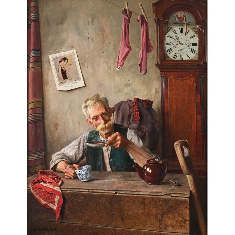 Inline Image - Lot 206: λ Charles Spencelayh (British 1865 - 1958), 'Teatime', Oil on canvas | Est. £15,000-25,000 (+ fees)