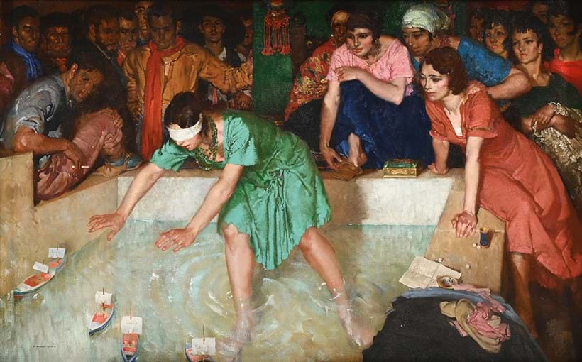 Inline Image - Lot 228: λ William Russell Flint (Scottish 1880 - 1969), 'The Choice', Oil on canvas | Est. £40,000-60,000 (+ fees)