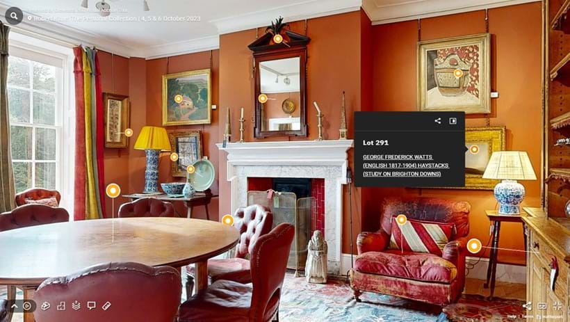 Inline Image - When you have found a lot you are interested in, hover over and click the yellow tag (circle) to view the lot details: lot number and link through to lot listing