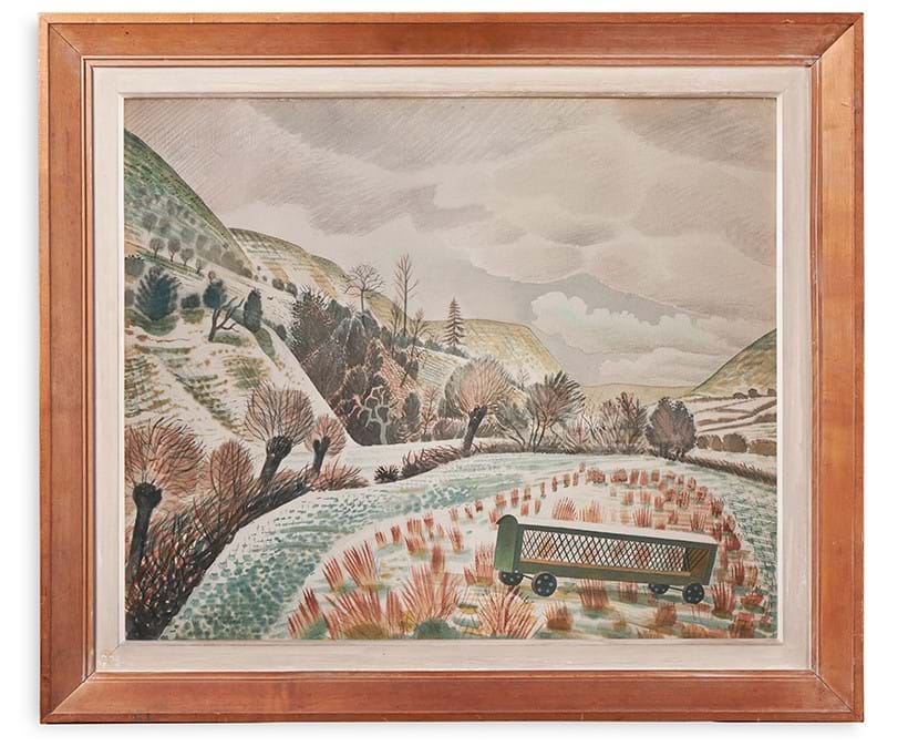 Inline Image - Lot 58: Eric Ravilious (British 1903-1942), ‘New Year Snow’, Watercolour and pencil | Sold for £350,200