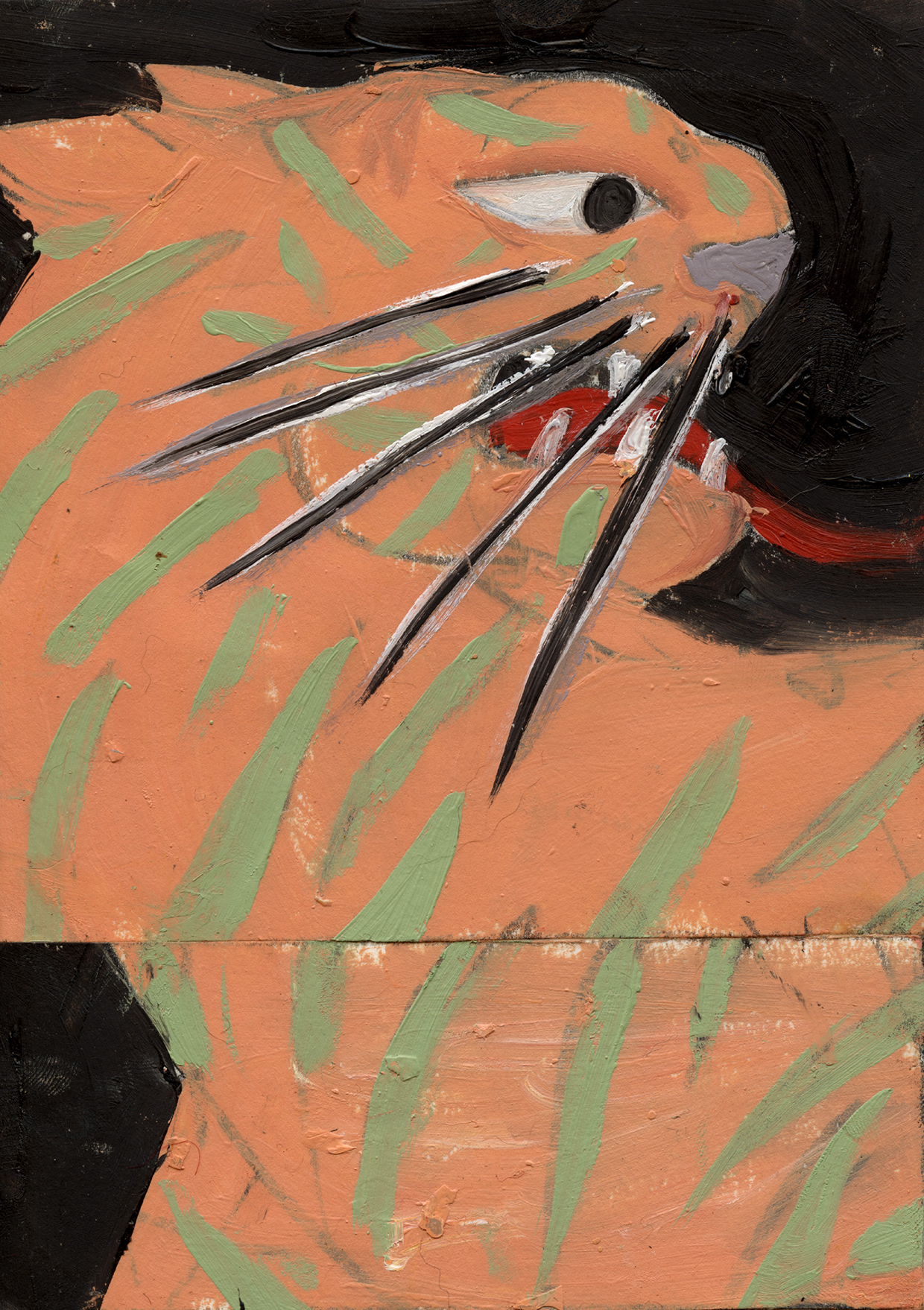 Inline Image - Lot 7: Sophie Vallance Cantor, 'Tiger Collage, 2023', Oil and collage on paper | Bidding starts at £50