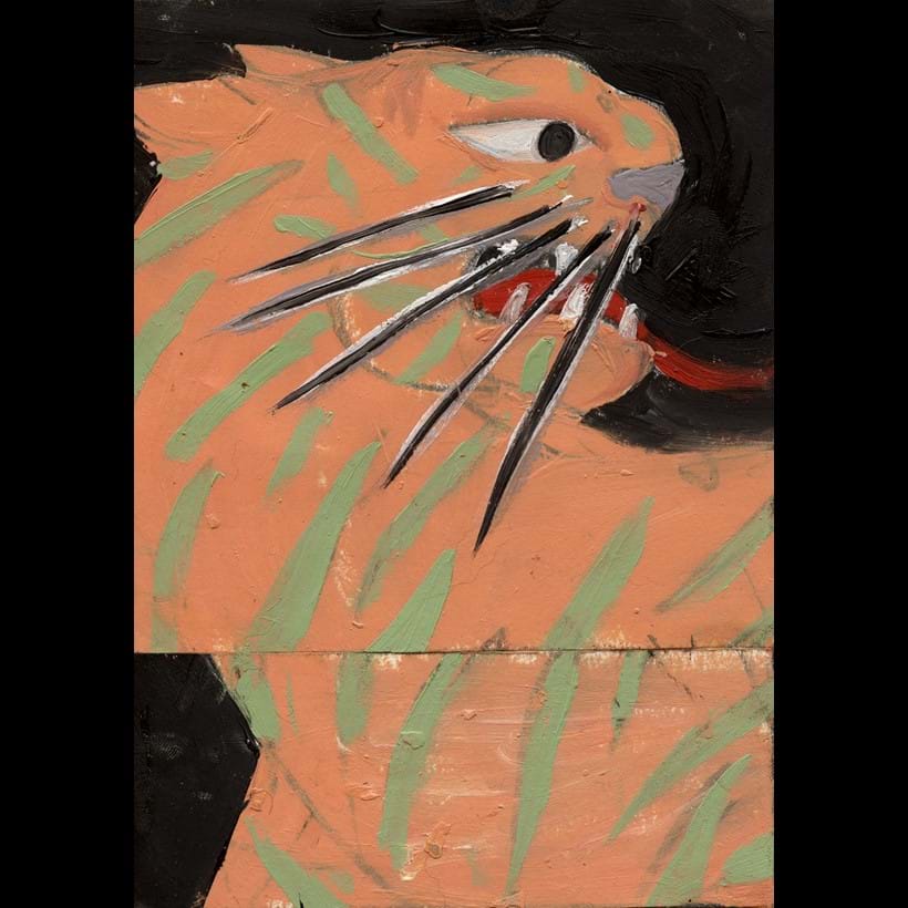 Inline Image - Lot 7: Sophie Vallance Cantor, 'Tiger Collage, 2023', Oil and collage on paper | Bidding starts at £50