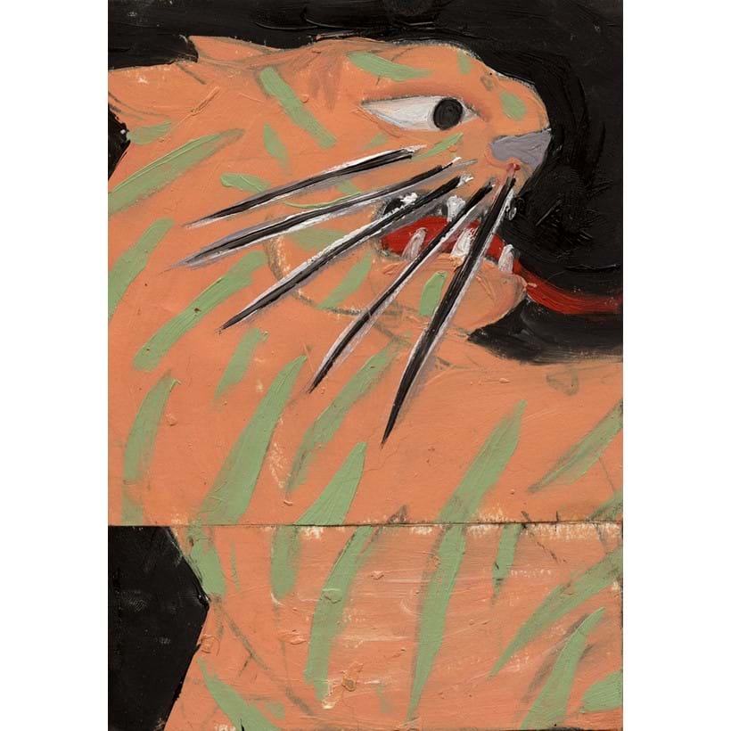 Inline Image - Lot 7: Sophie Vallance Cantor, 'Tiger Collage, 2023', Oil and collage on paper | Bidding starts at £50