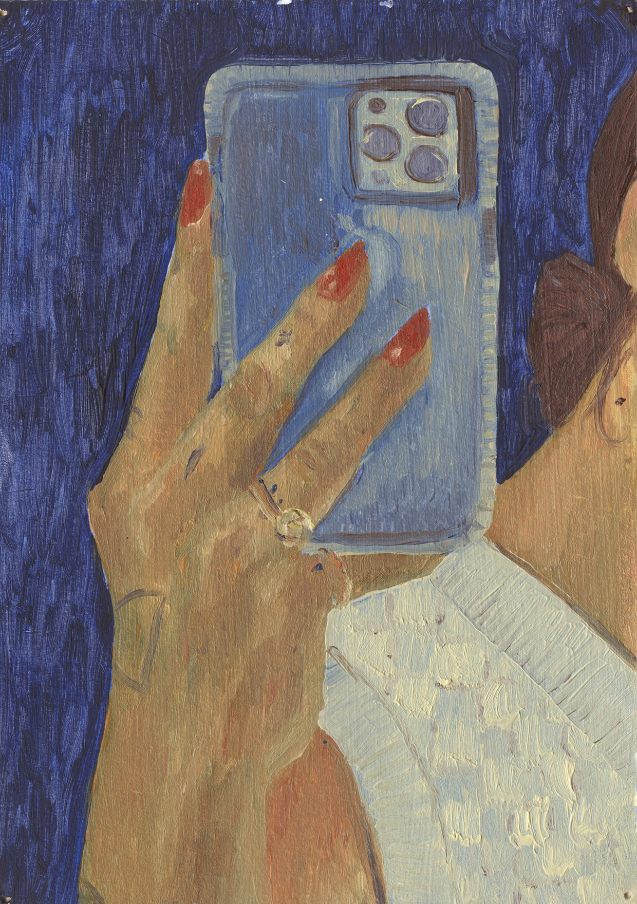 Inline Image - Lot 477: Jess Cochrane, 'Sent from iPhone', Oil on paper | Bidding starts at £50
