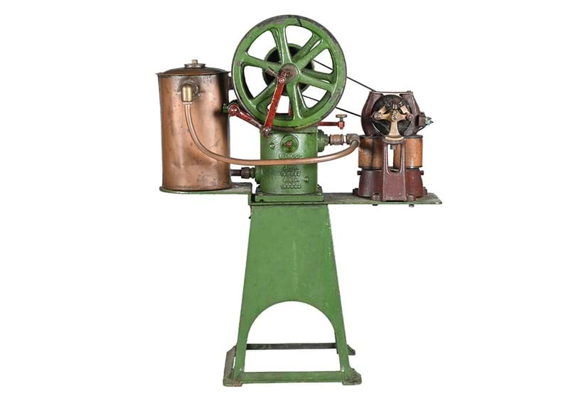 Inline Image - Lot 22: A very rare and original full-size floor standing Heinrici of Germany vertical hot air engine, circa 1910 | Est. £1,500-2,500 (+ fees)