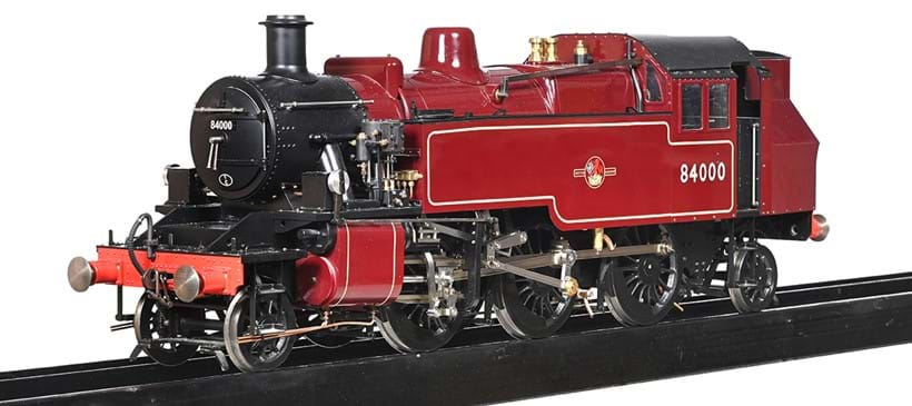 Inline Image - Lot 48: An exhibition and award winning 5 inch gauge model of a British Railway class 2T 2-6-2 live steam side tank locomotive No 84000, built in 2008 by the late Mr Richard Arnold Castle of Watford | Est. £5,000-10,000 (+ fees)