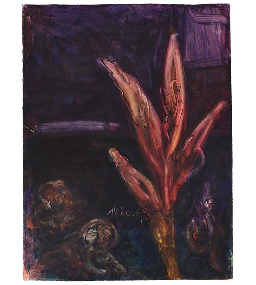 Inline Image - λ Lot 2: Halima Nalecz (Polish1914-2008), Untitled (Foliage), Monotype with hand-colouring | Est. £150-200 (+ fees)
