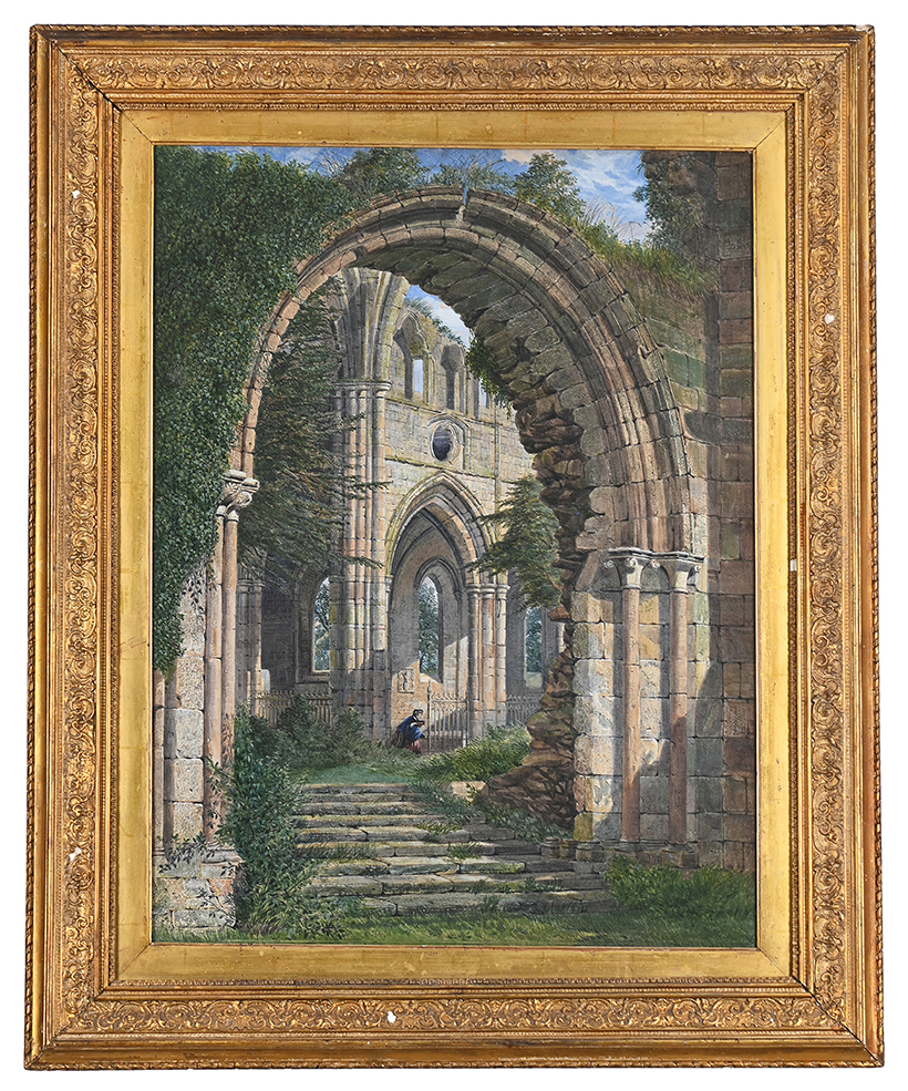 Inline Image - Lot 109: John Chase (British 1810-1879), Walter Scott's Burial Place, Dryburgh Abbey, Scotland, Watercolour and Bodycolour | Est. £400-600 (+ fees)