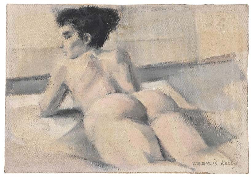 Inline Image - λ Lot 148: Francis Kelly (British 1927-2012), Sunbath, Oil on canvas | Est. £40-60 (+ fees)