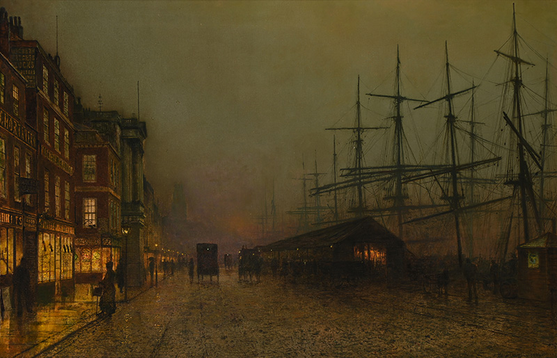 John Atkinson Grimshaw (British 1836-1893), 'Glasgow Docks', Oil on canvas
