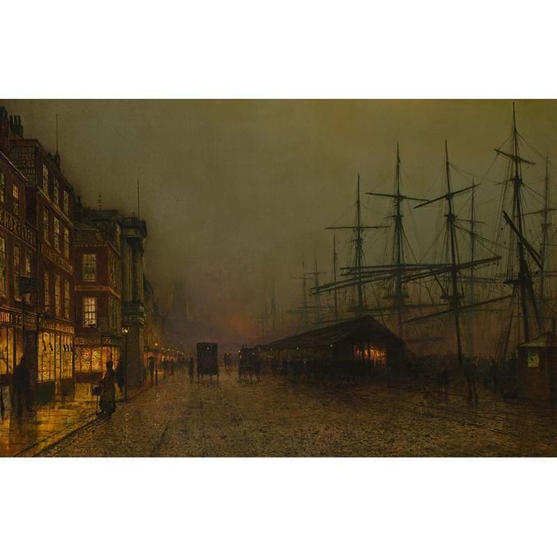 John Atkinson Grimshaw (British 1836-1893), 'Glasgow Docks', Oil on canvas