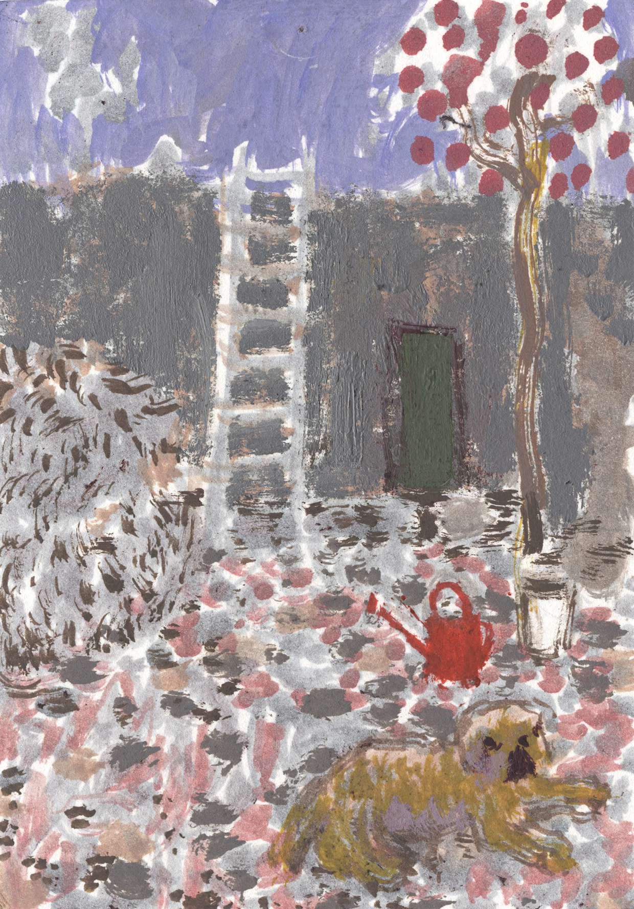 Inline Image - Lot 471: Andrew Cranston, 'All Is Well In The Garden', Oil on paper | Sold for £11,000