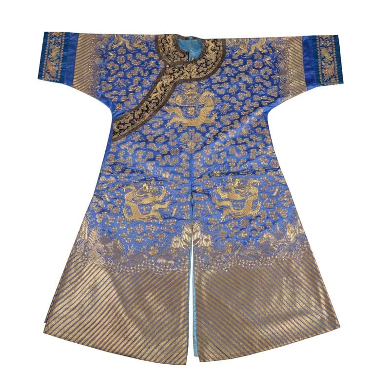 A Chinese blue-ground Mandarin's 'Dragon' robe, Qing Dynasty, late 19th century