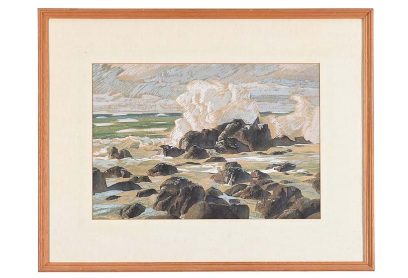 Inline Image - Lot 110: James Walker Tucker (British 1898-1972), 'Sea Foam, St. Ives, Cornwall', Watercolour with white heightening | Est. £300-500 (+ fees)