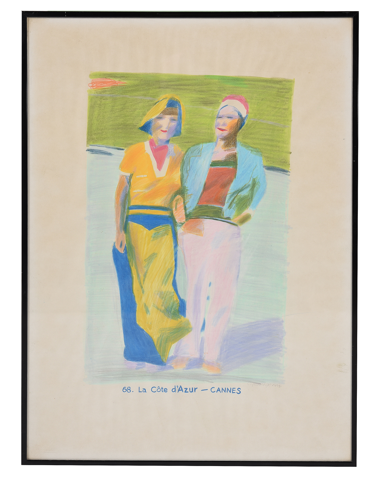 Inline Image - Lot 156: Glynn Boyd Harte (British 1948-2003), 'Côte d'Azur, Cannes', Pencil and coloured crayons | Est. £150-200 (+ fees)