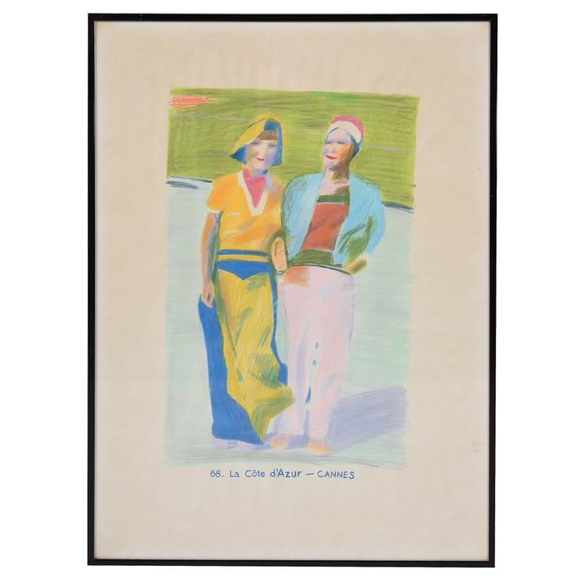 Inline Image - Lot 156: Glynn Boyd Harte (British 1948-2003), 'Côte d'Azur, Cannes', Pencil and coloured crayons | Est. £150-200 (+ fees)